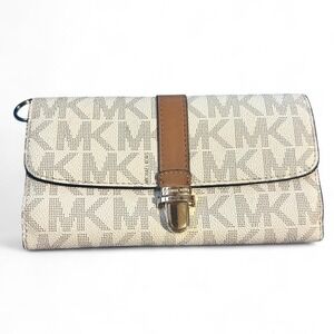 Michael Kors Continental Wallet‎ Vanilla MK Signature PVC Bifold Clutch